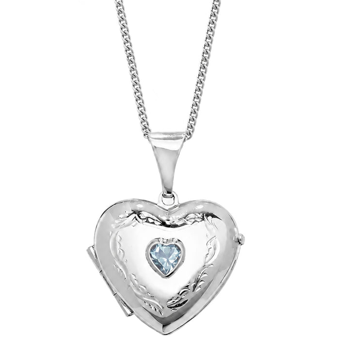 Sterling Silver Blue Topaz Heart Locket