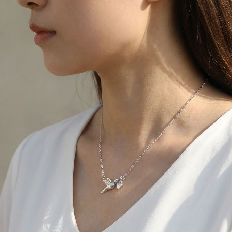 Sterling Silver Hummingbird Necklace
