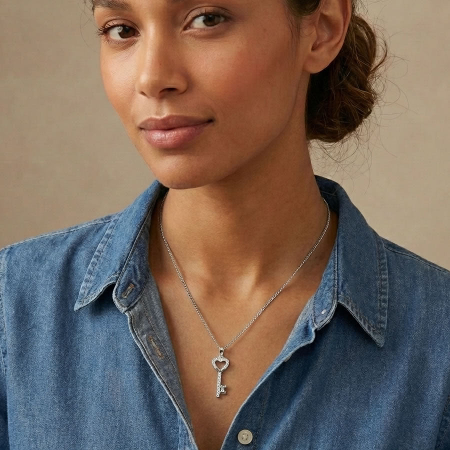 Silver Key To My Heart Necklace
