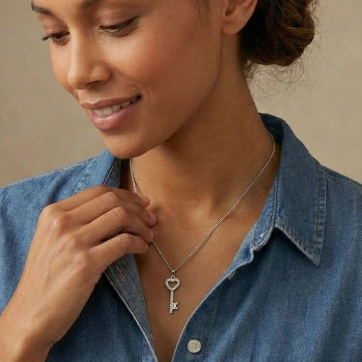 Silver Key To My Heart Necklace