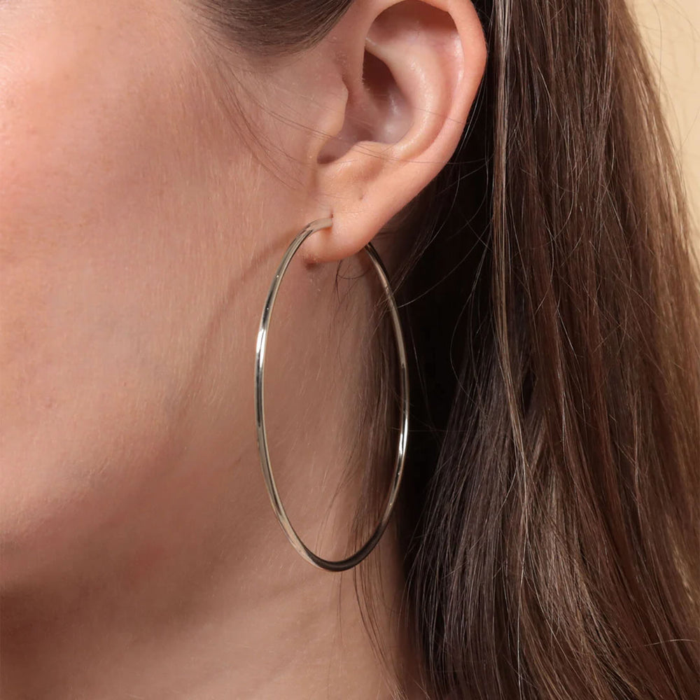 Sterling Silver Large Hoop Earrings 70mm