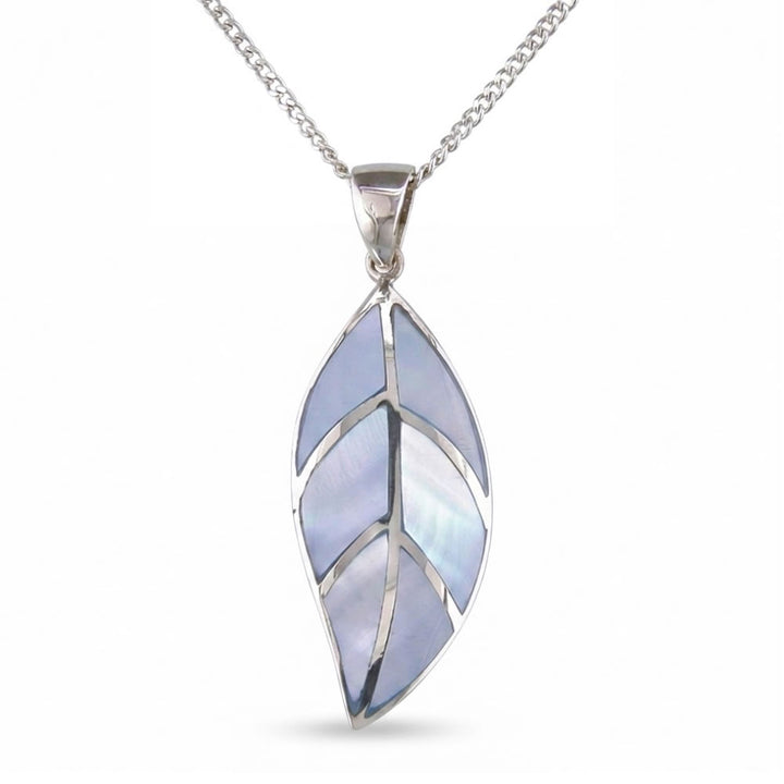 Sterling Silver Mother of Pearl Leaf Necklace