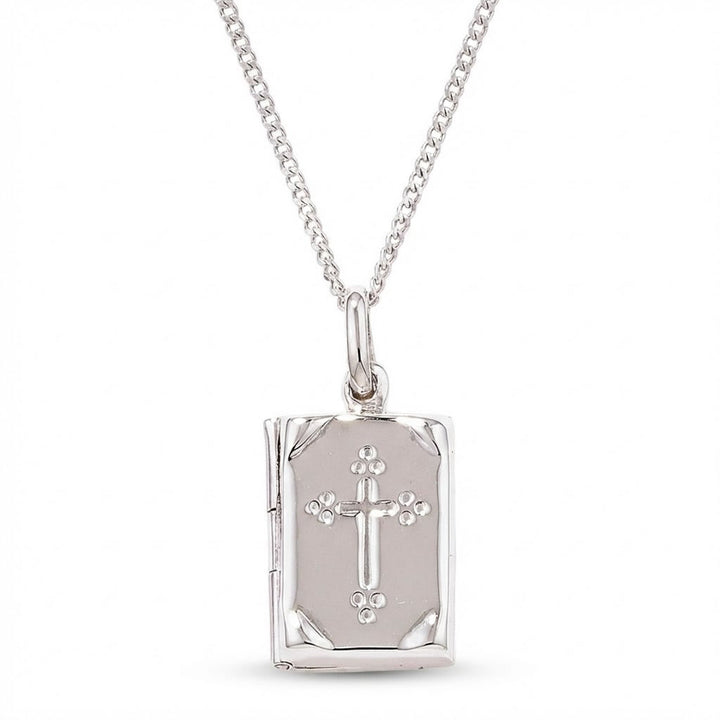 Children's Silver Prayer Book Locket Necklace