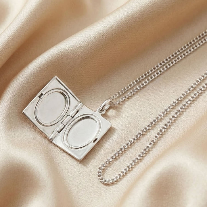 Children's Silver Prayer Book Locket Necklace