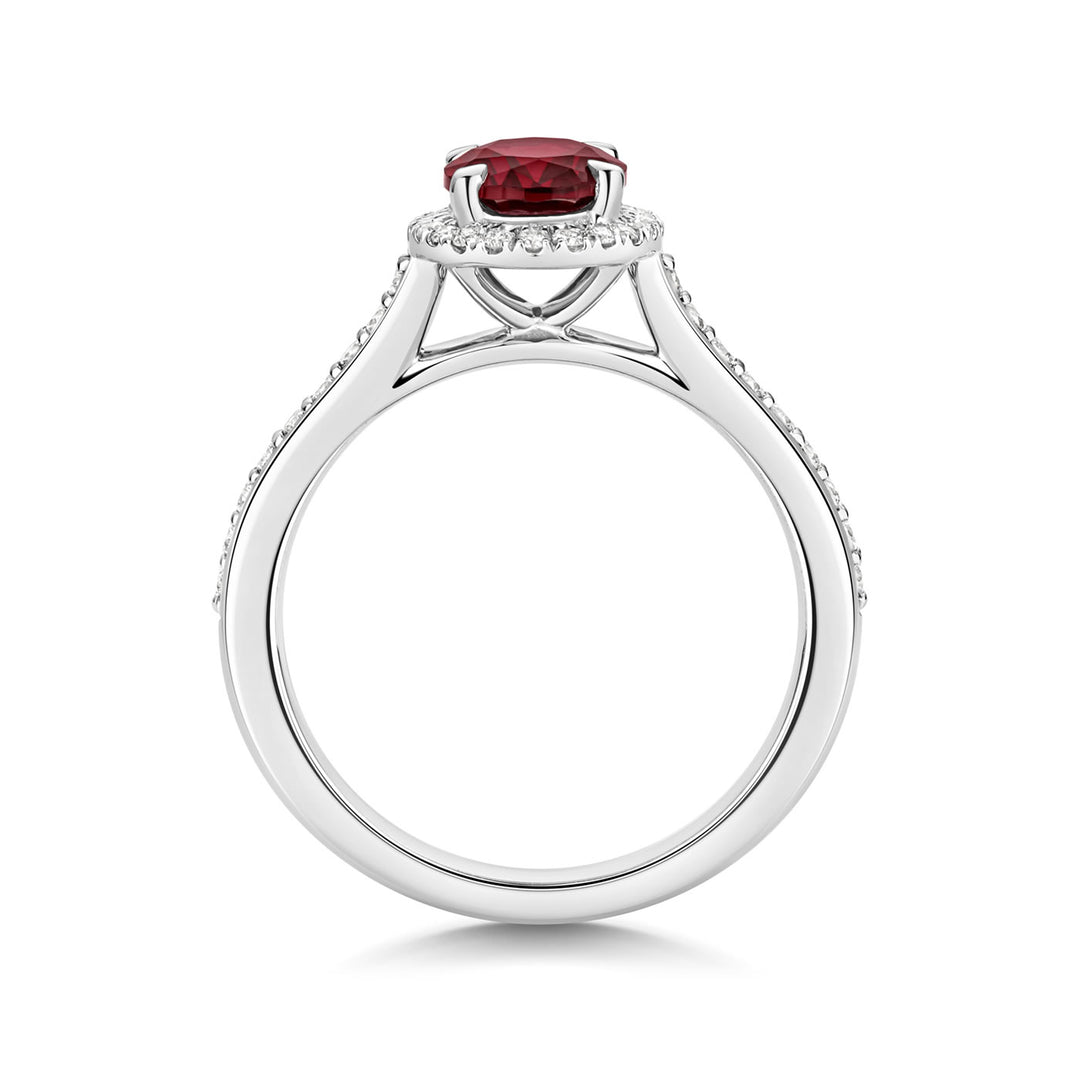 Silver Lab Created Diamond Ruby Ring