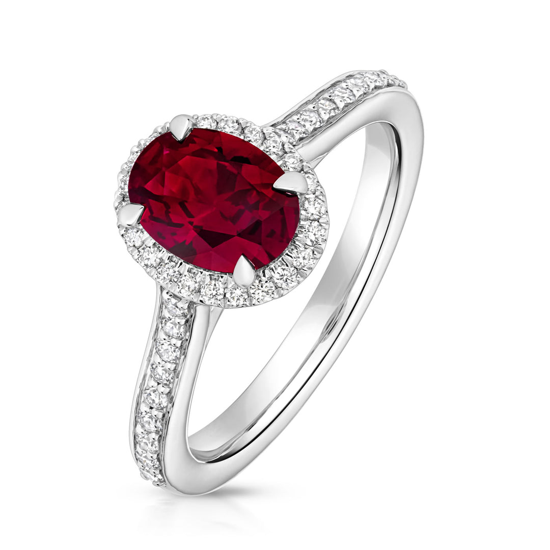 Silver Lab Created Diamond Ruby Ring