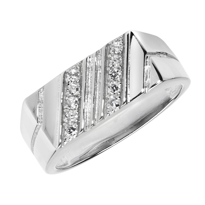 Men's Silver Stone Set Signet Ring