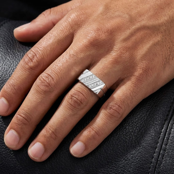 Men's Silver Stone Set Signet Ring