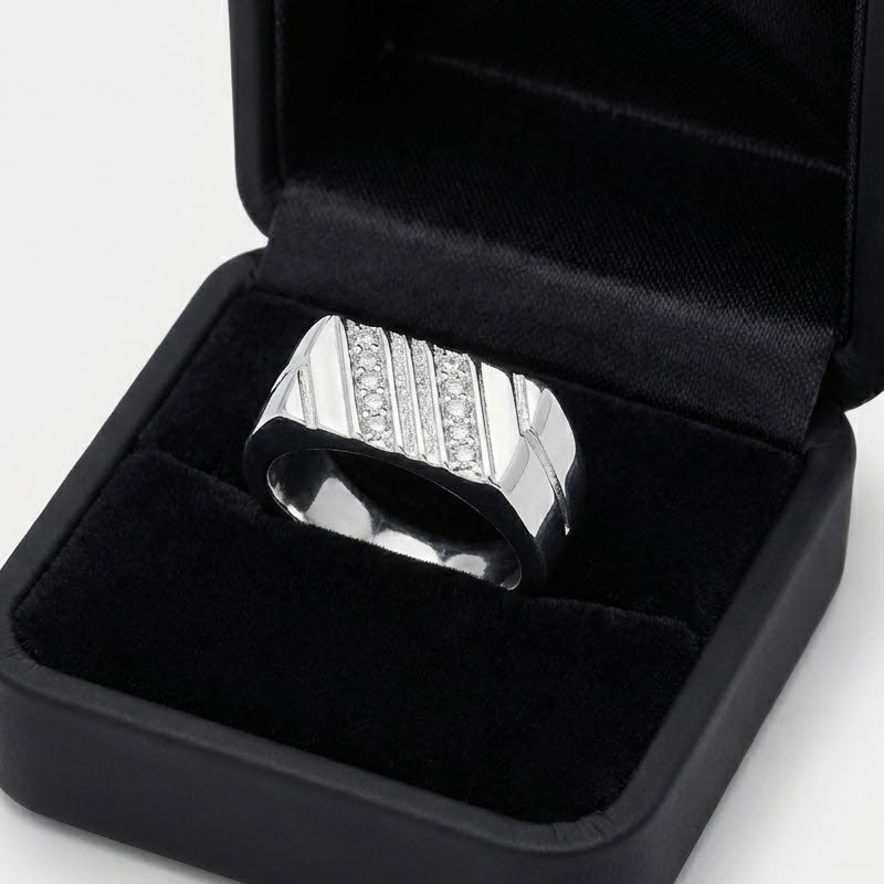 Men's Silver Stone Set Signet Ring