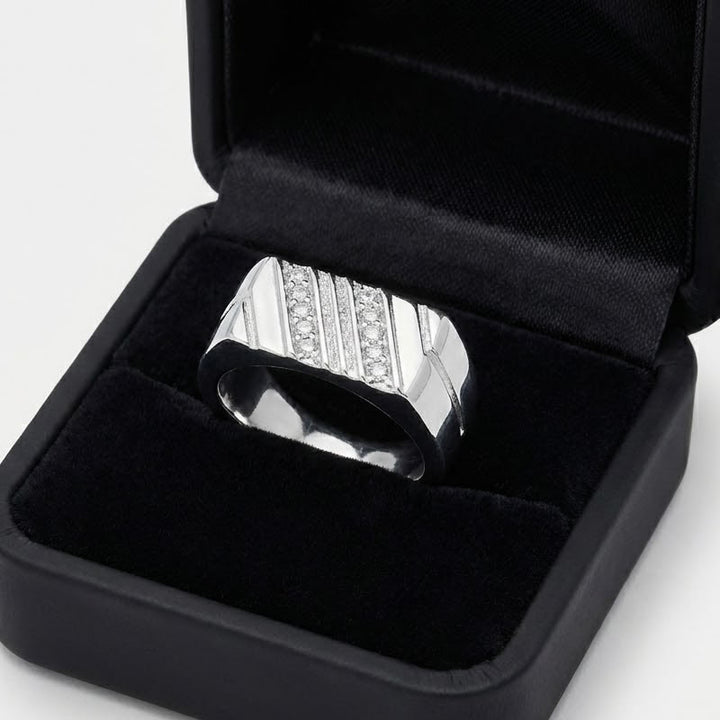 Men's Silver Stone Set Signet Ring