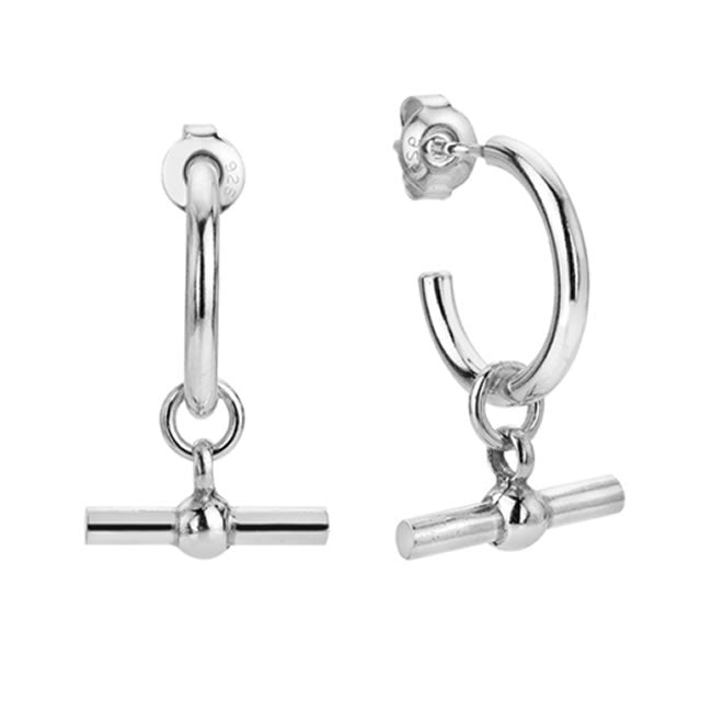 Sterling Silver T-Bar Hoop Earrings