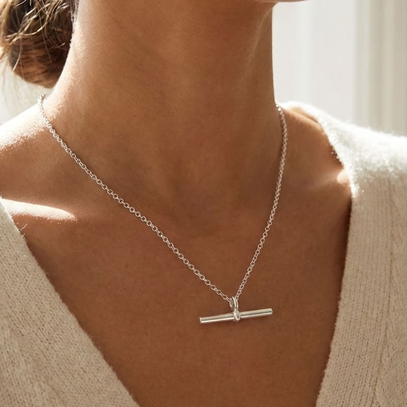 Silver T-Bar Belcher Chain Necklace