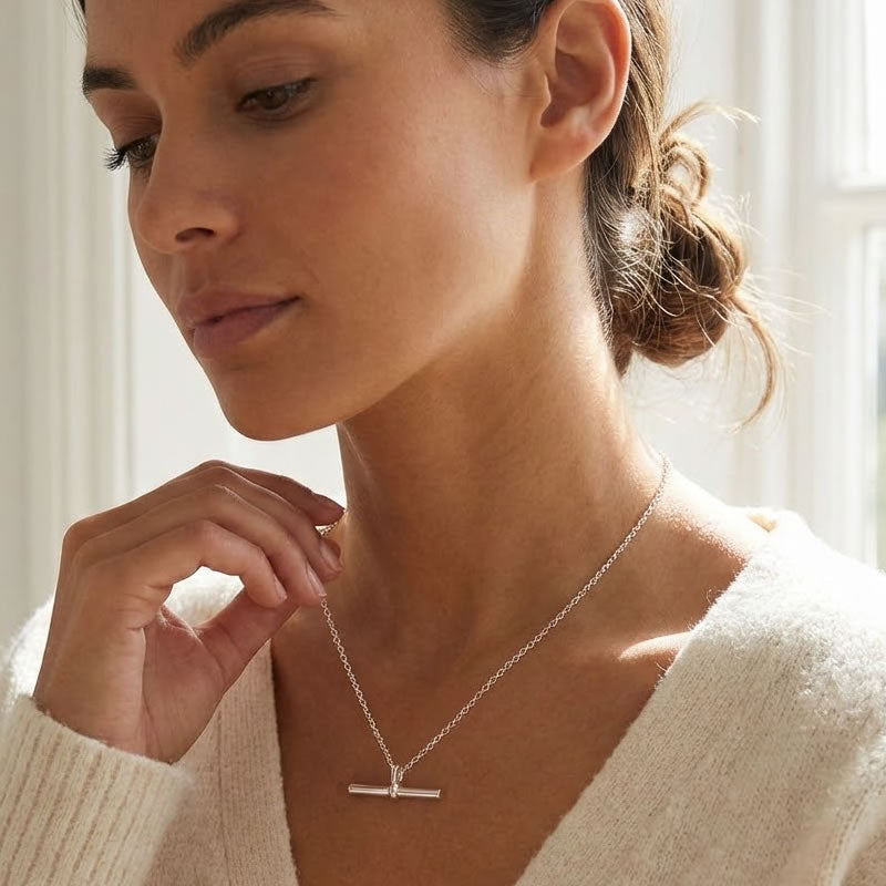Silver T-Bar Belcher Chain Necklace