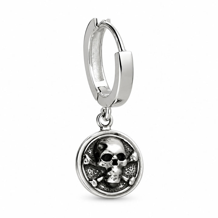 Men's Silver Skull & Crossbones Hoop Earring