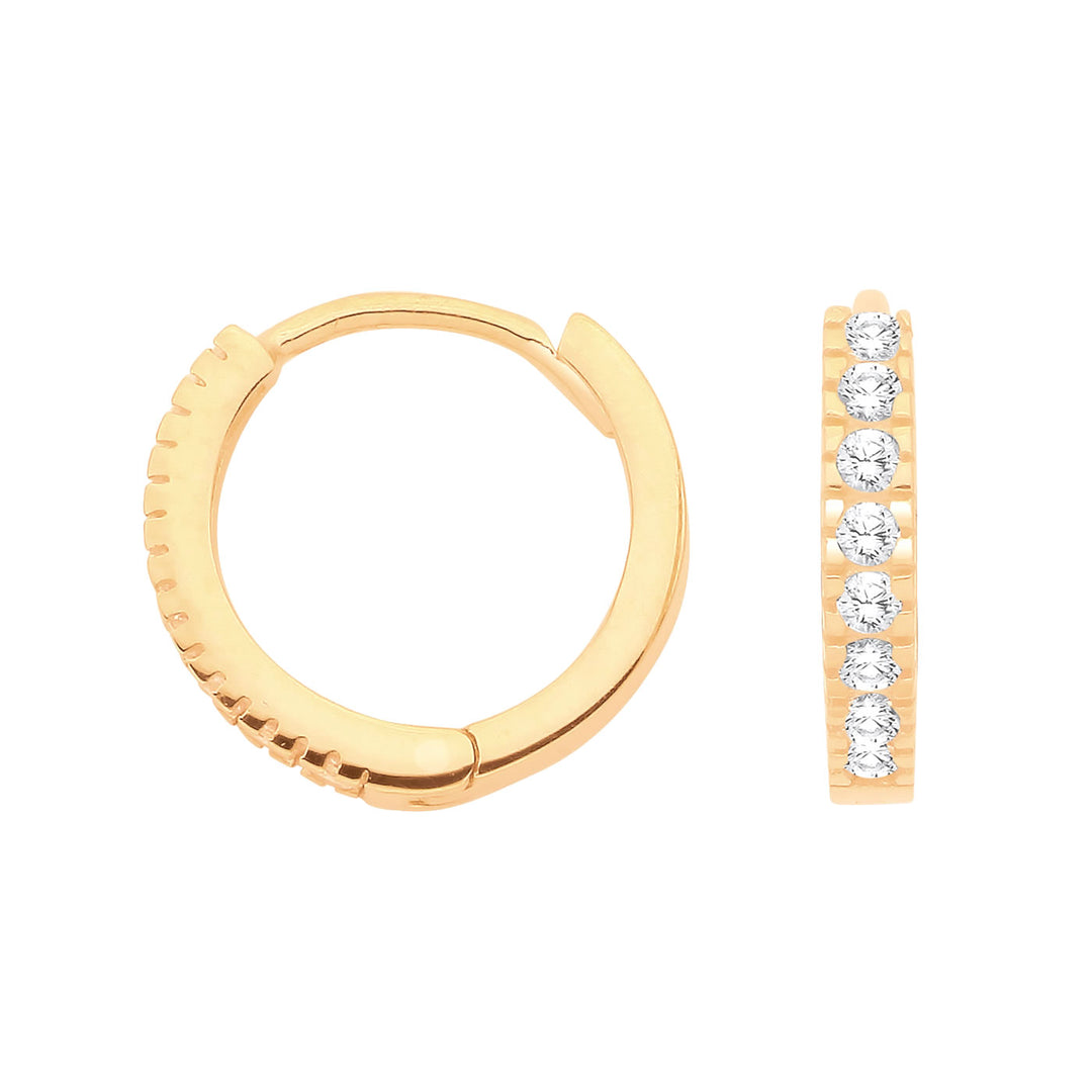 9ct Gold CZ Mini Hoop Earrings