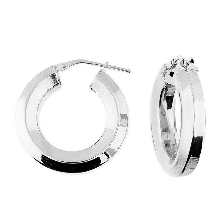 Silver Square Tube Thick Hoop Earrings
