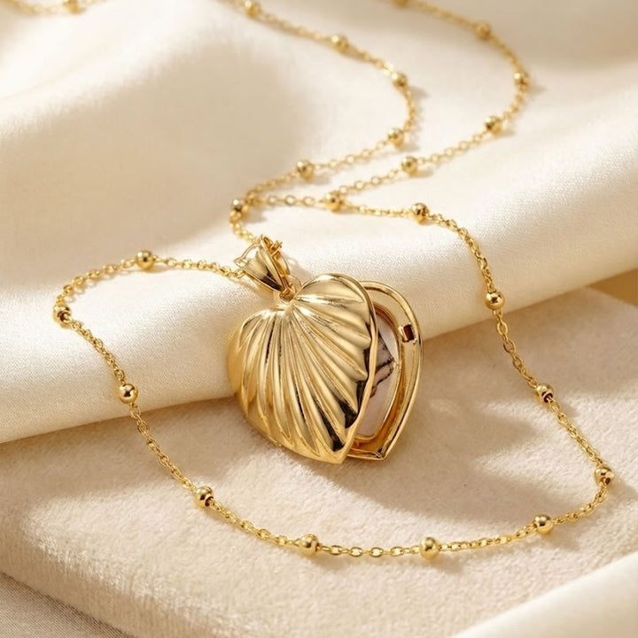 9ct Gold Sunray Heart Locket Pendant