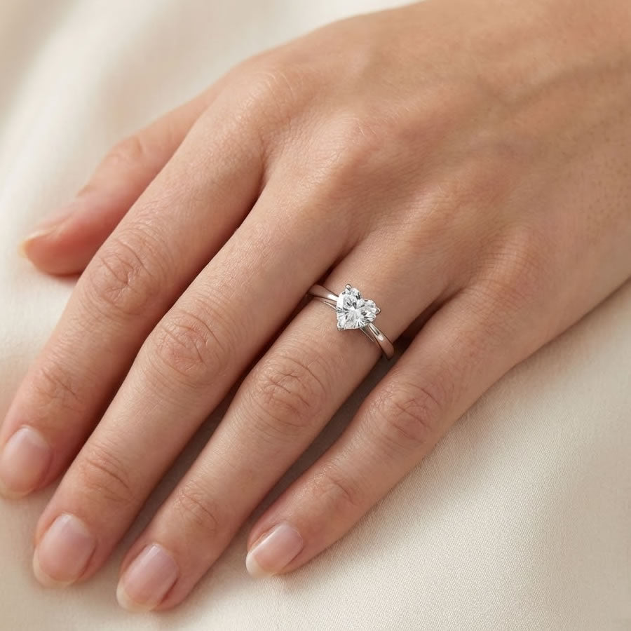 Sterling Silver Heart Solitaire Ring