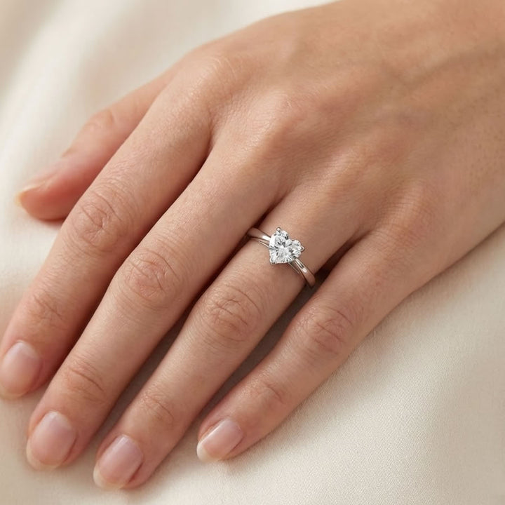 Sterling Silver Heart Solitaire Ring