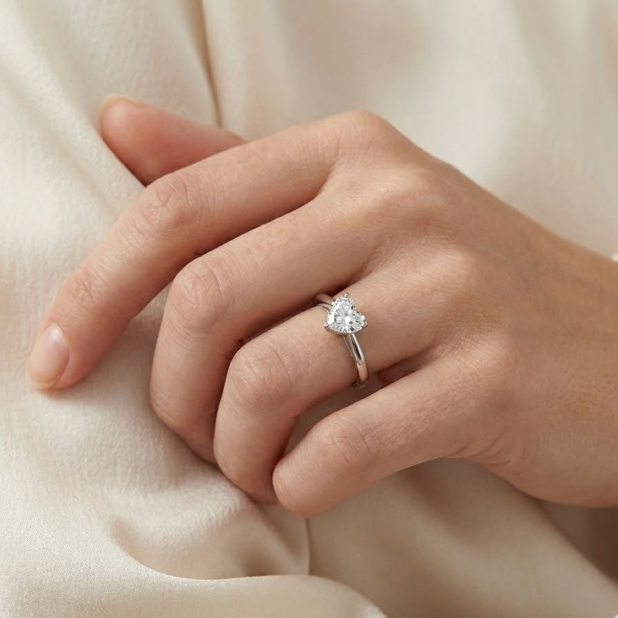 Sterling Silver Heart Solitaire Ring