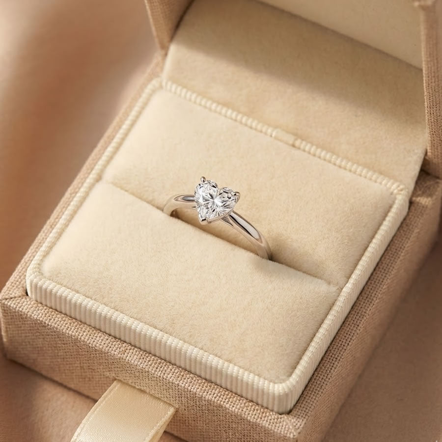 Sterling Silver Heart Solitaire Ring