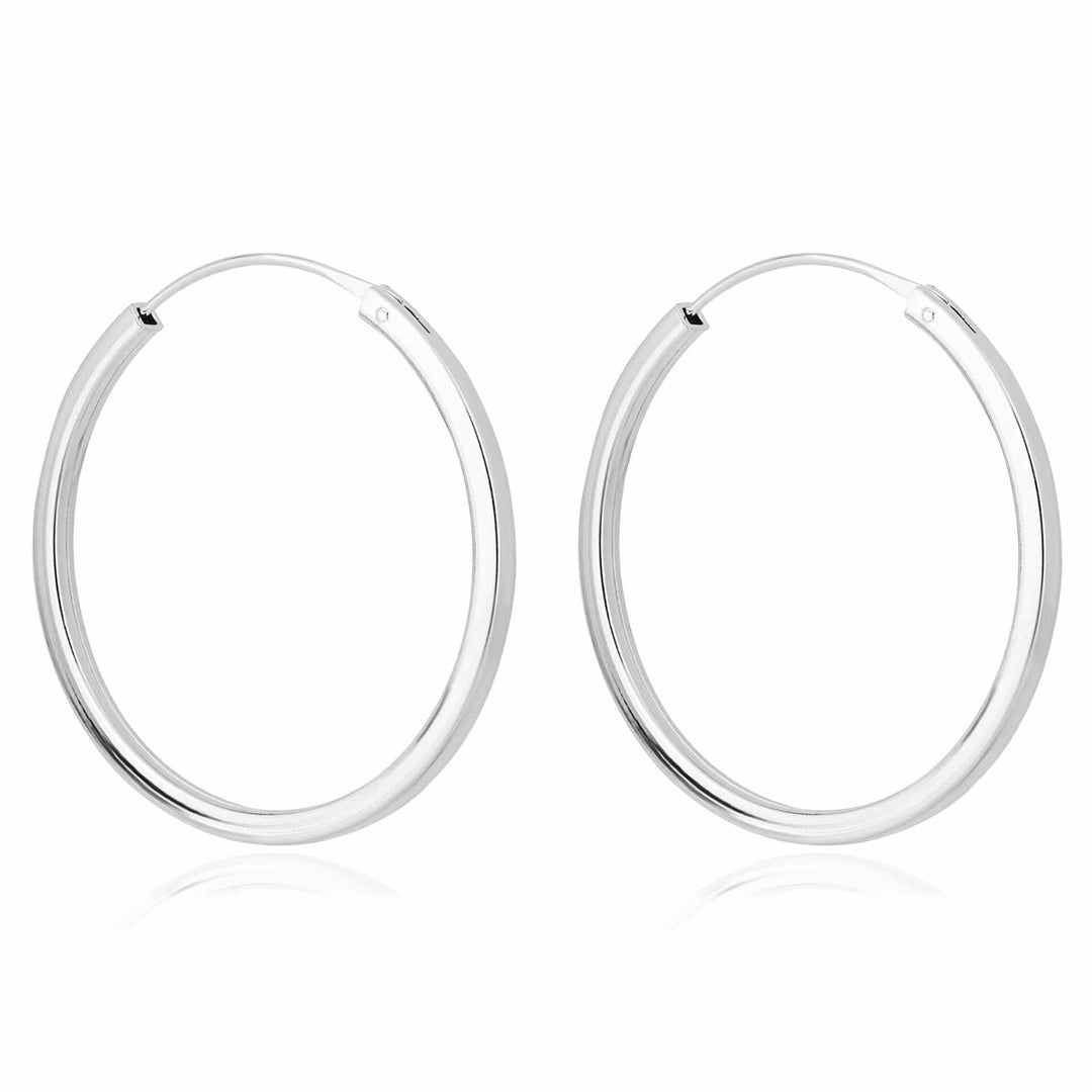 Silver Square Cut Tube Hoop Earrings