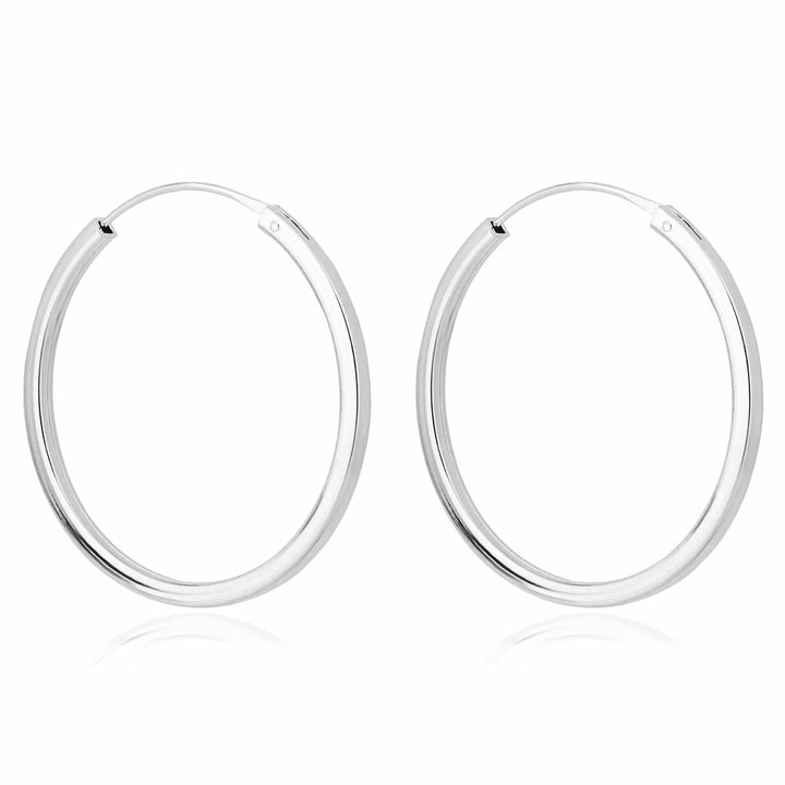 Silver Square Cut Tube Hoop Earrings