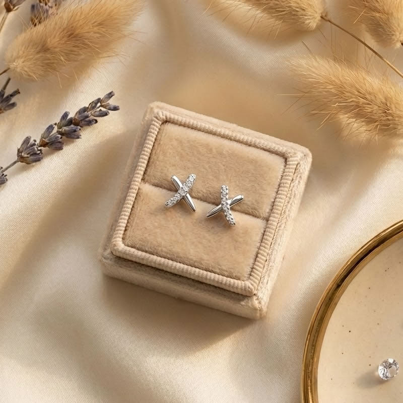 Sterling Silver Kiss Stud Earrings