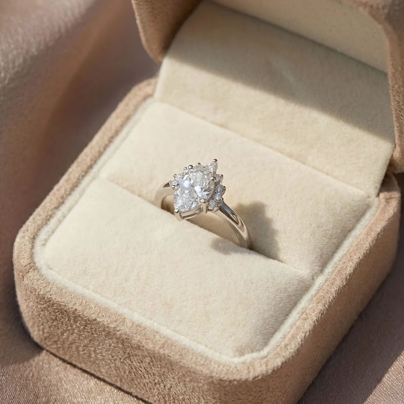 Sterling Silver Teardrop Cluster Ring