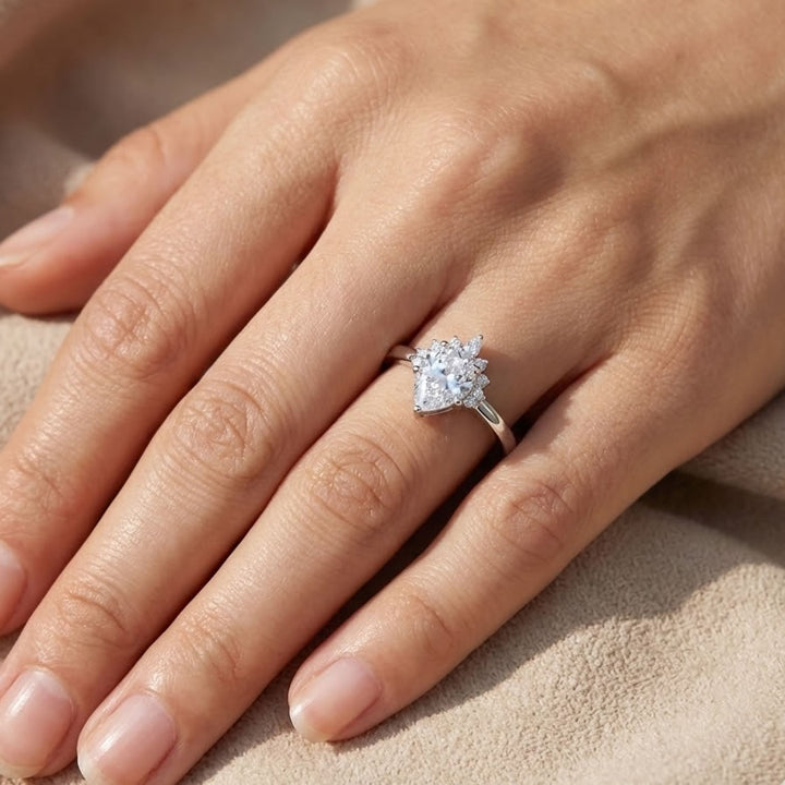 Sterling Silver Teardrop Cluster Ring