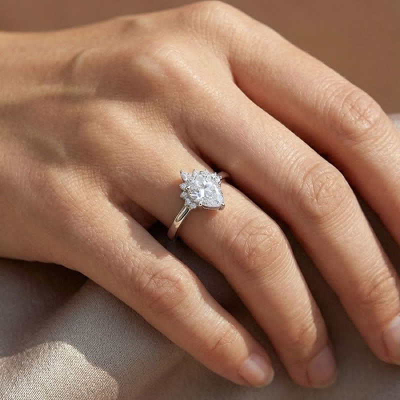 Sterling Silver Teardrop Cluster Ring