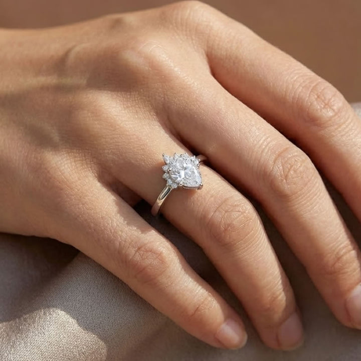 Sterling Silver Teardrop Cluster Ring