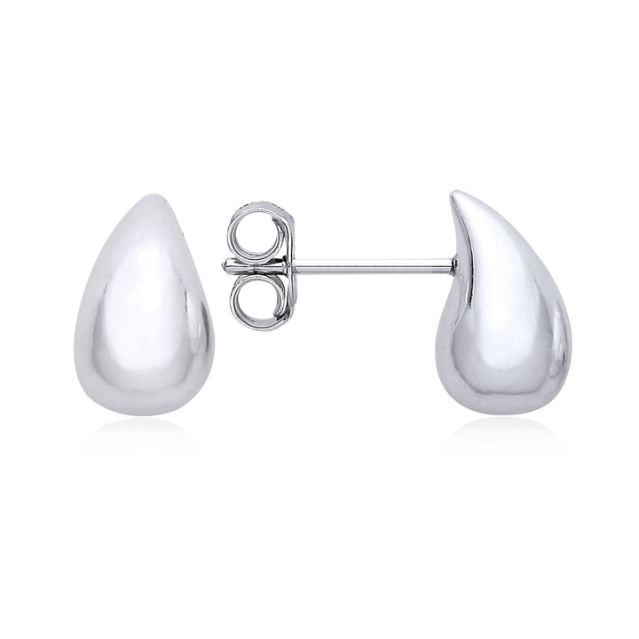 Sterling Silver Solid Teardrop Stud Earrings