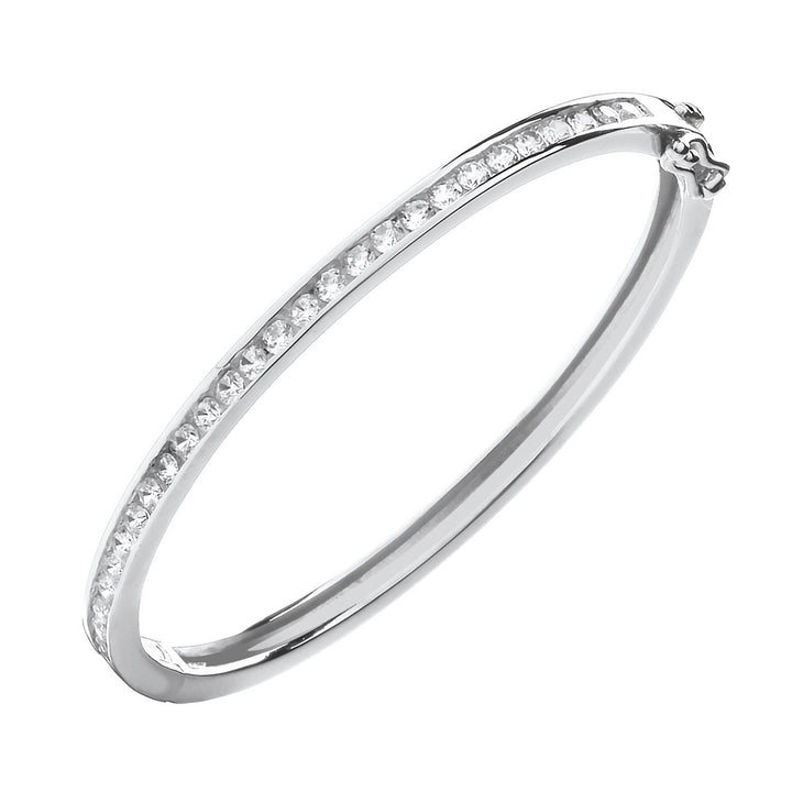 Sterling Silver Channel Set Cubic Zirconia Baby Bangle