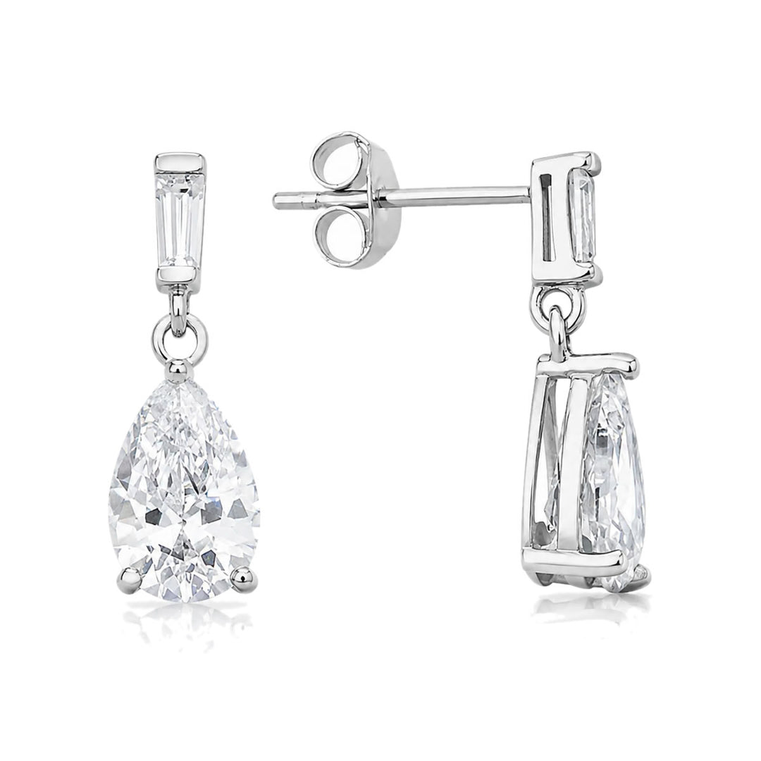 Silver Cubic Zirconia Teardrop Earrings
