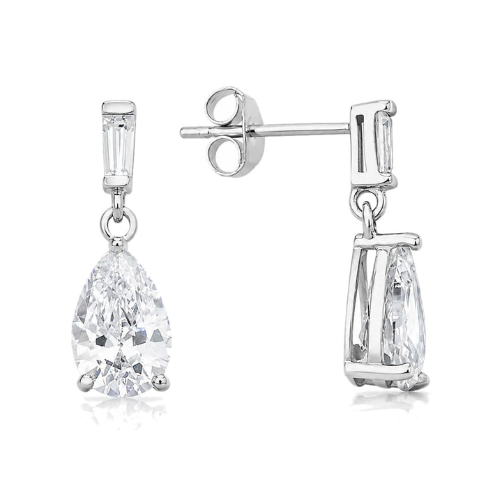 Silver Cubic Zirconia Teardrop Earrings