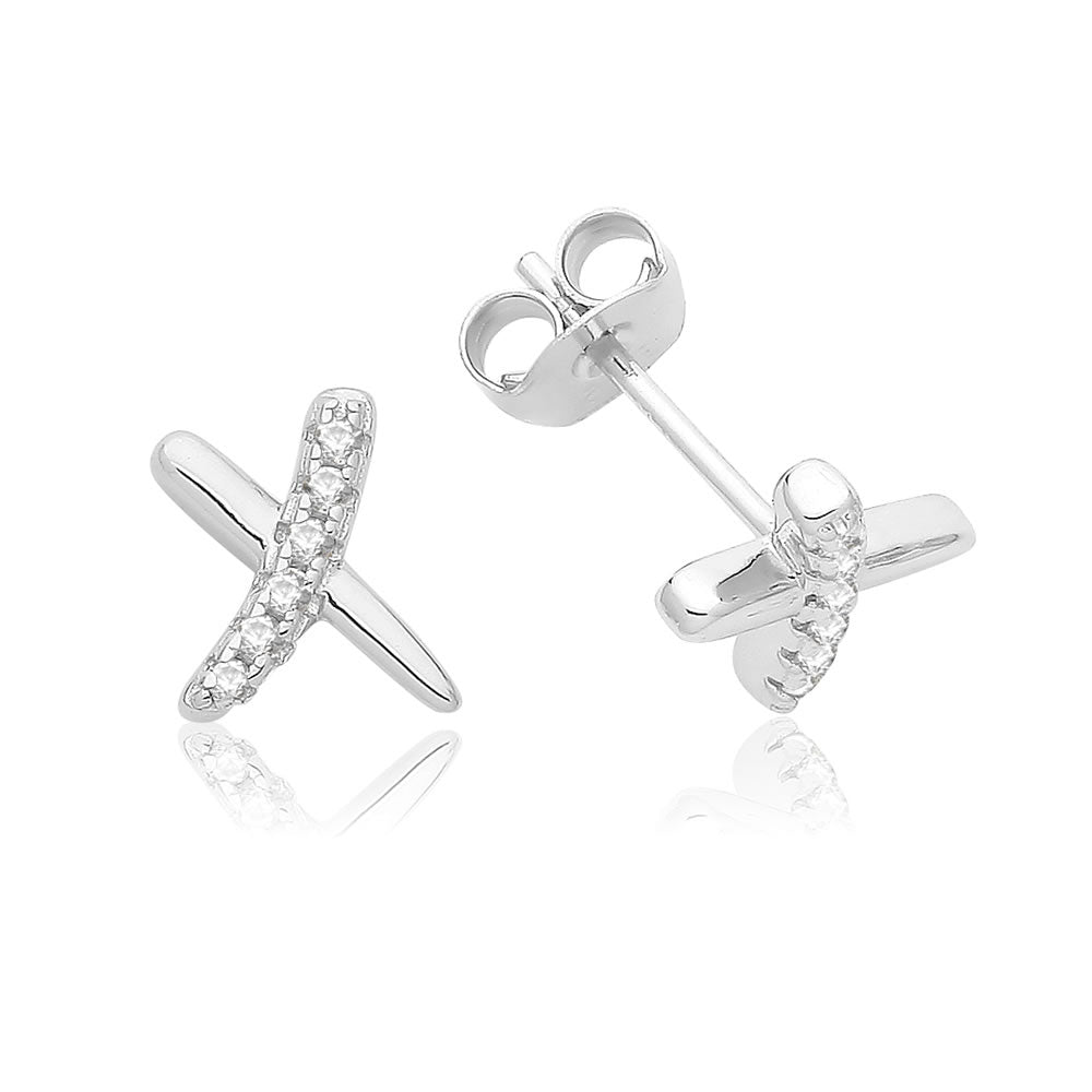 Sterling Silver Kiss Stud Earrings