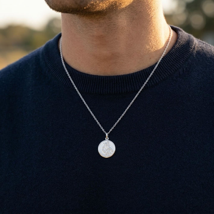 Men's Silver St Christopher Necklace