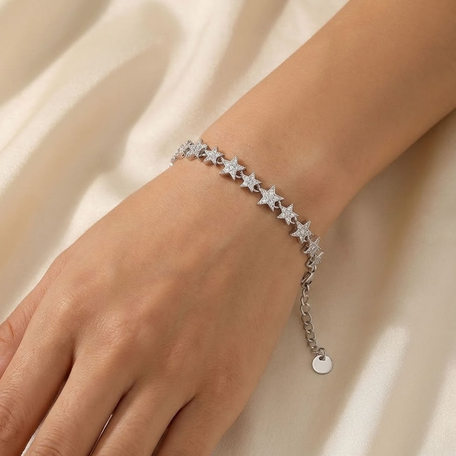 Sterling Silver Celestial Sparkling Star Bracelet