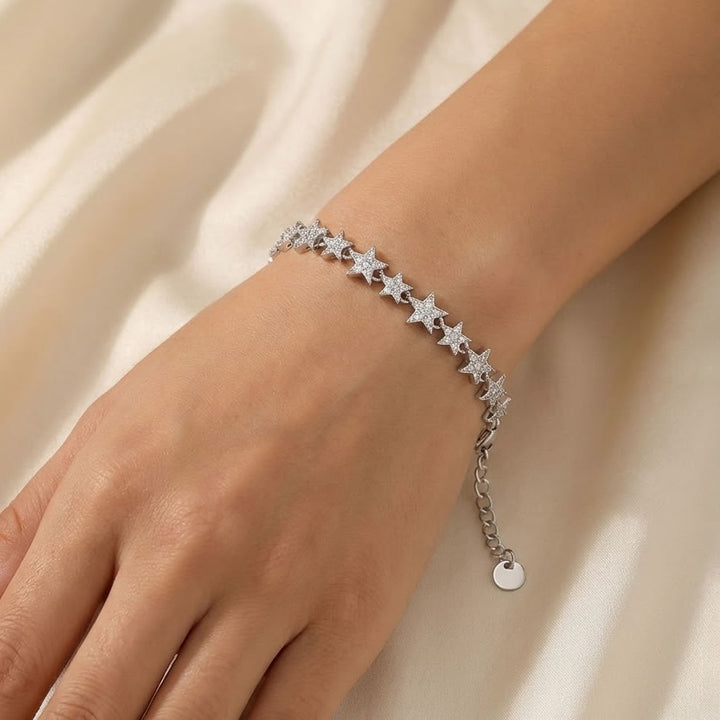 Sterling Silver Celestial Sparkling Star Bracelet