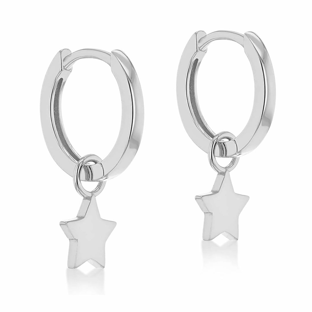 Silver Star Charm Huggie Earrings