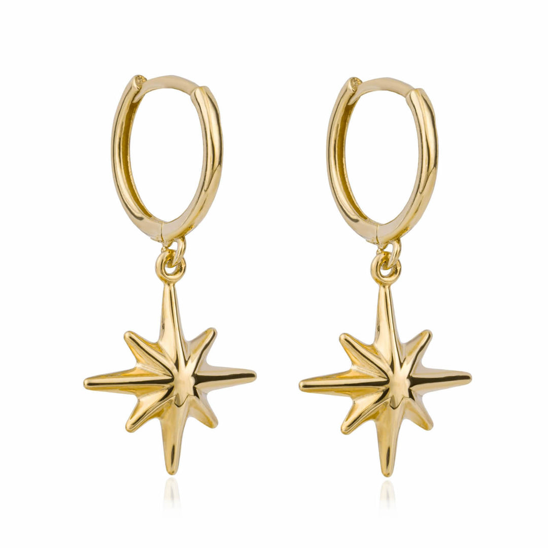 9ct Gold Starburst Hoop Earrings