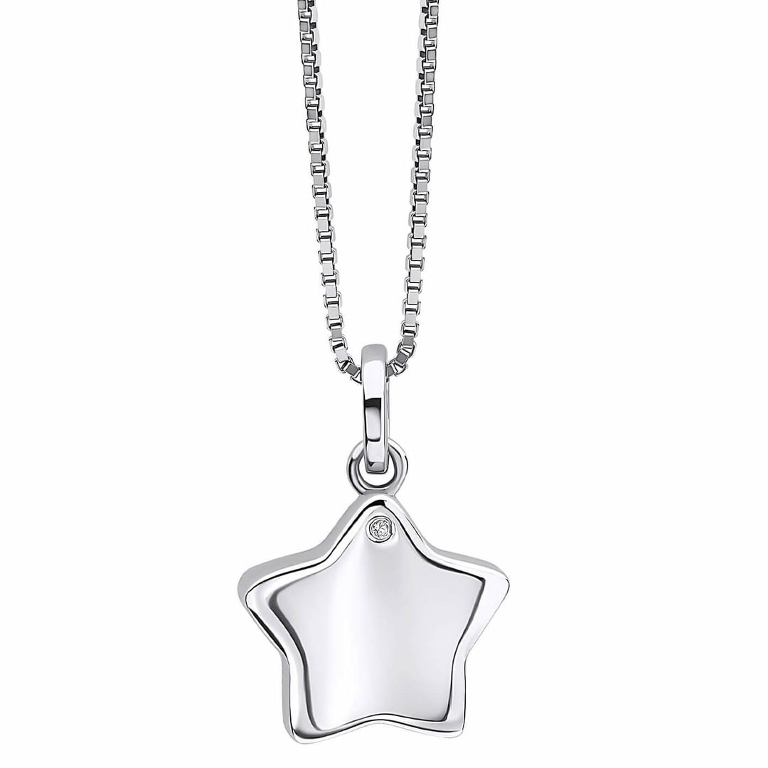 Children's Silver Diamond Star Locket Necklace