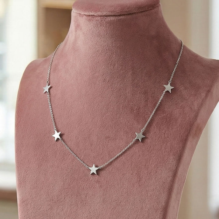 Silver Line of Stars Necklace