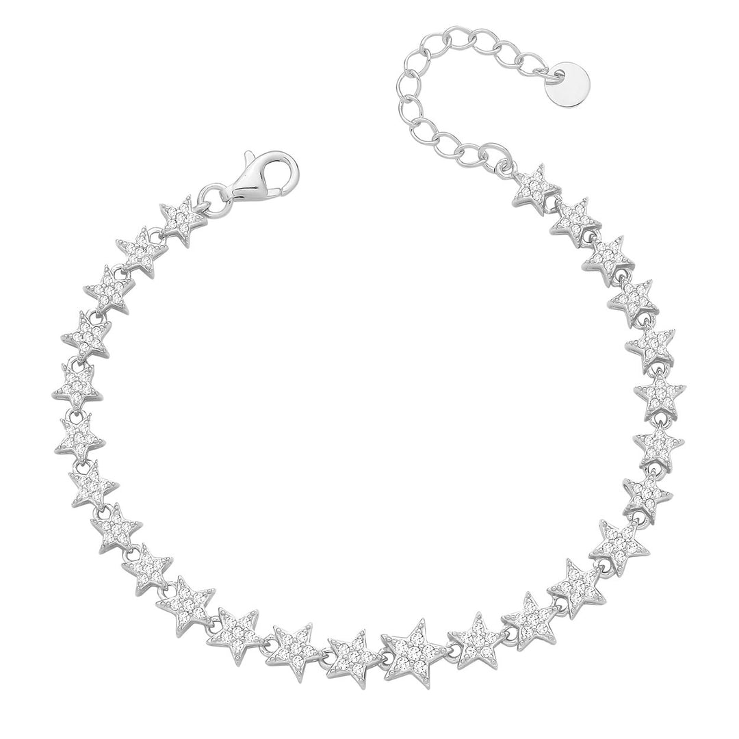 Sterling Silver Celestial Sparkling Star Bracelet