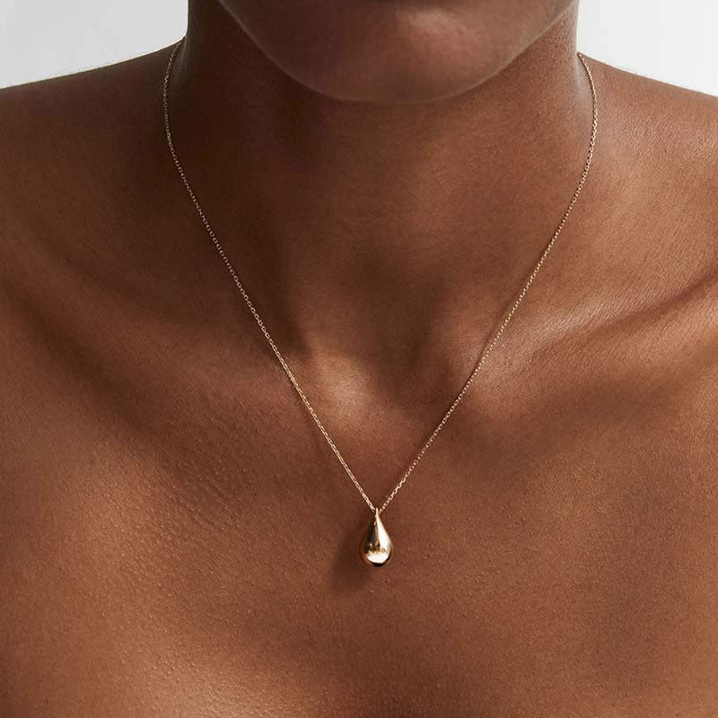 9ct Gold Large Puffed Teardrop Necklace