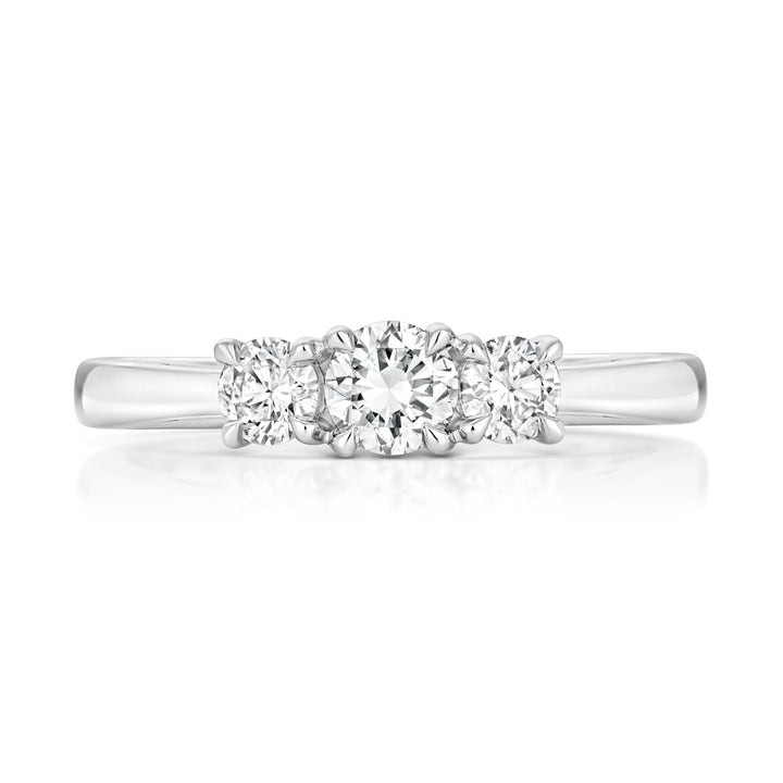 Silver Lab Diamond 3 Stone Engagement Ring