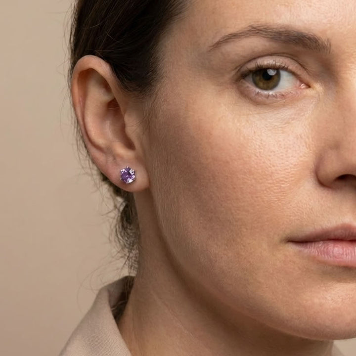 9ct White Gold Amethyst Stud Earrings