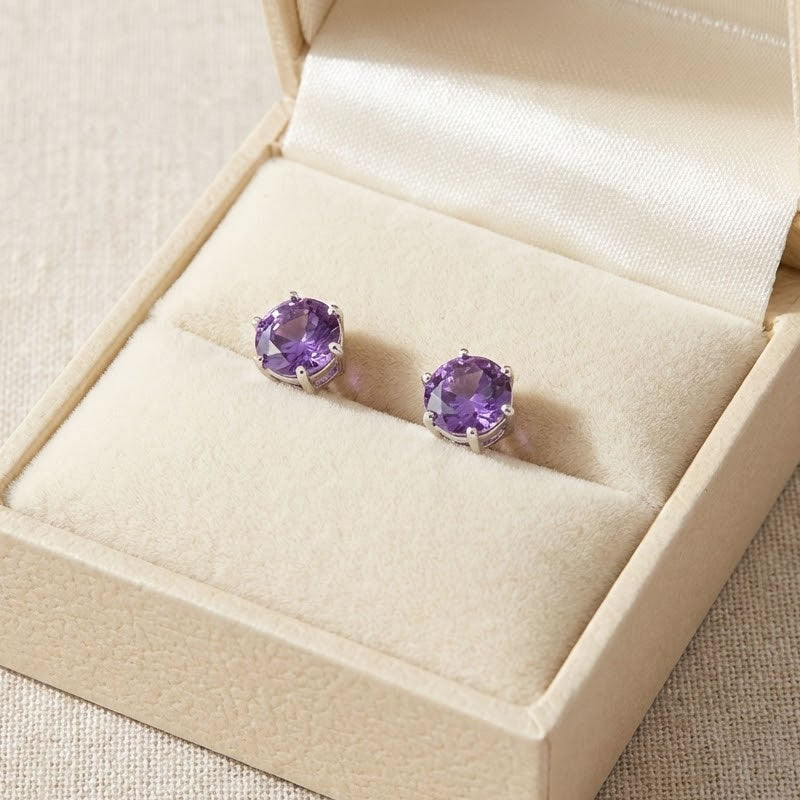 9ct White Gold Amethyst Stud Earrings