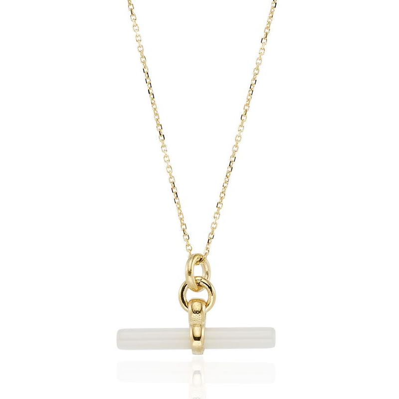 9ct Gold Mother of Pearl T-bar Necklace